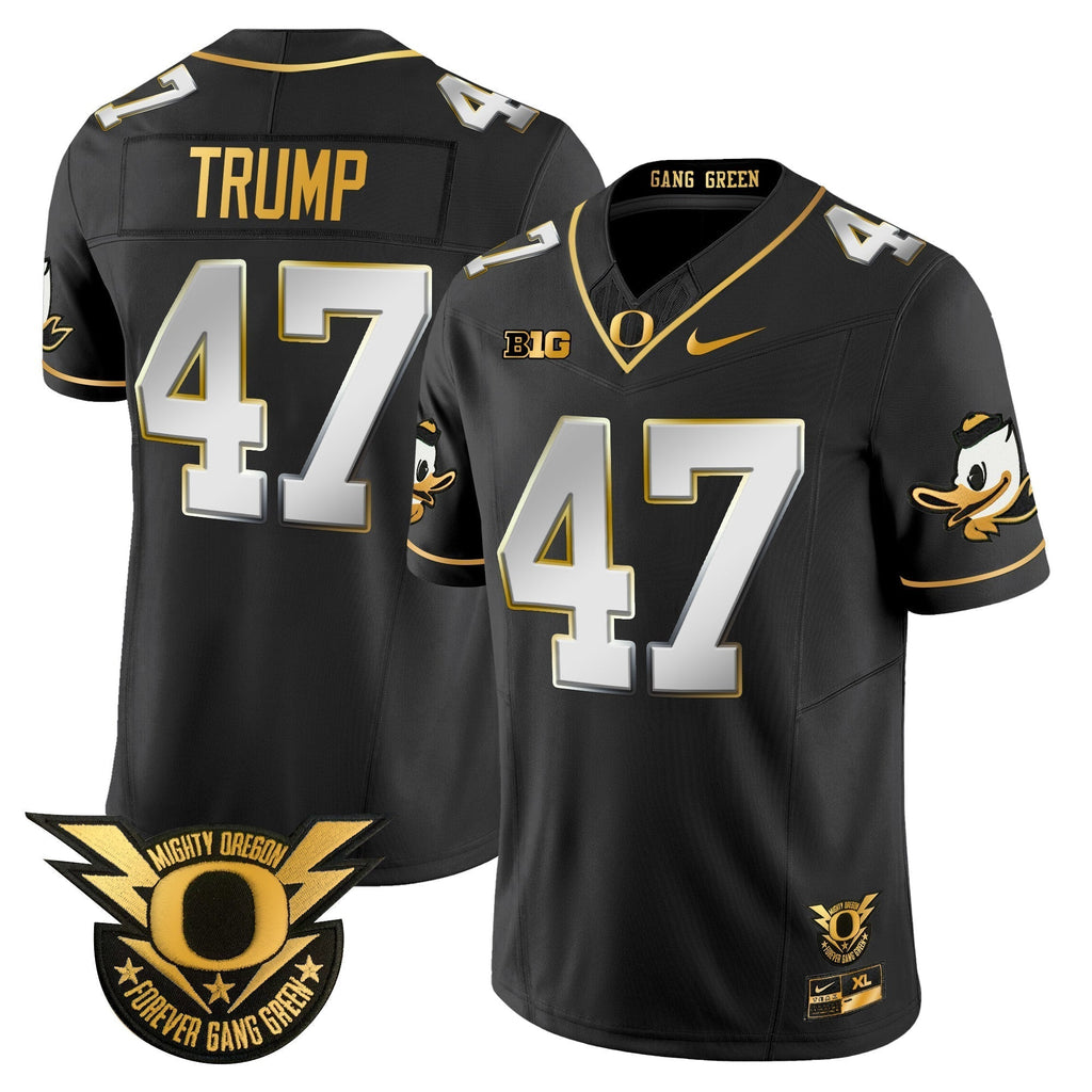 Men Oregon Ducks 2024 Forever Gang Green & BIG Patch Gold Vapor Limited Jersey - All Stitched