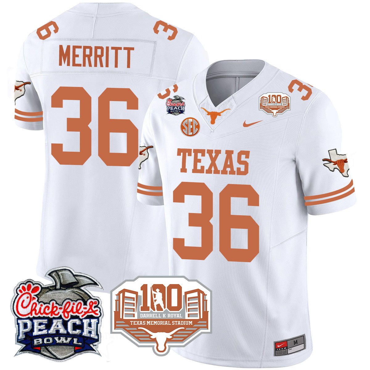 Texas Longhorns 2024 Chick-fil-A Peach Bowl Jersey - All Stitched