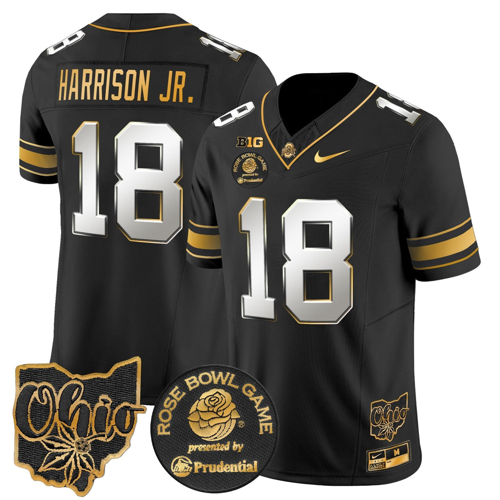 Men Ohio State Buckeyes Rose Bowl Gold Vapor Limited Jersey - All Stitched