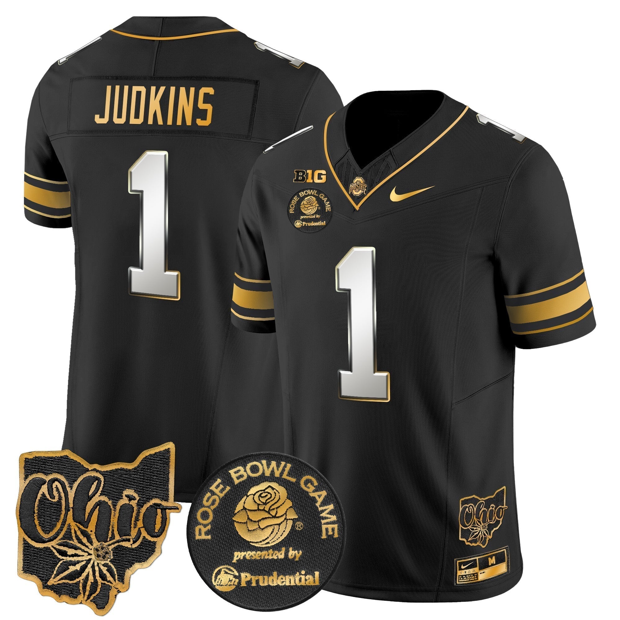 Men Ohio State Buckeyes Rose Bowl Gold Vapor Limited Jersey - All Stitched
