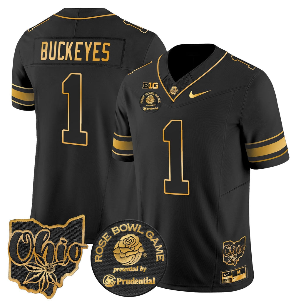 Men Ohio State Buckeyes Rose Bowl Gold Vapor Limited Jersey - All Stitched