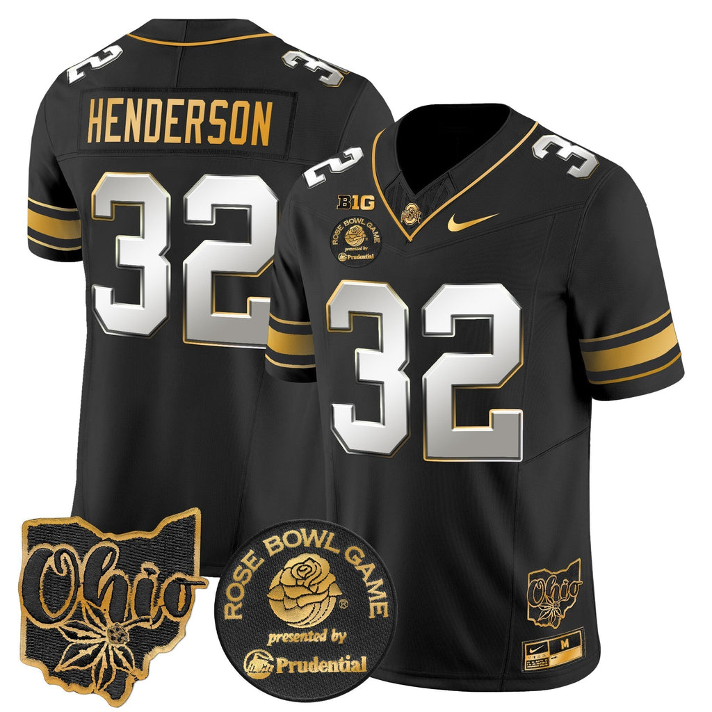 Men Ohio State Buckeyes Rose Bowl Gold Vapor Limited Jersey - All Stitched