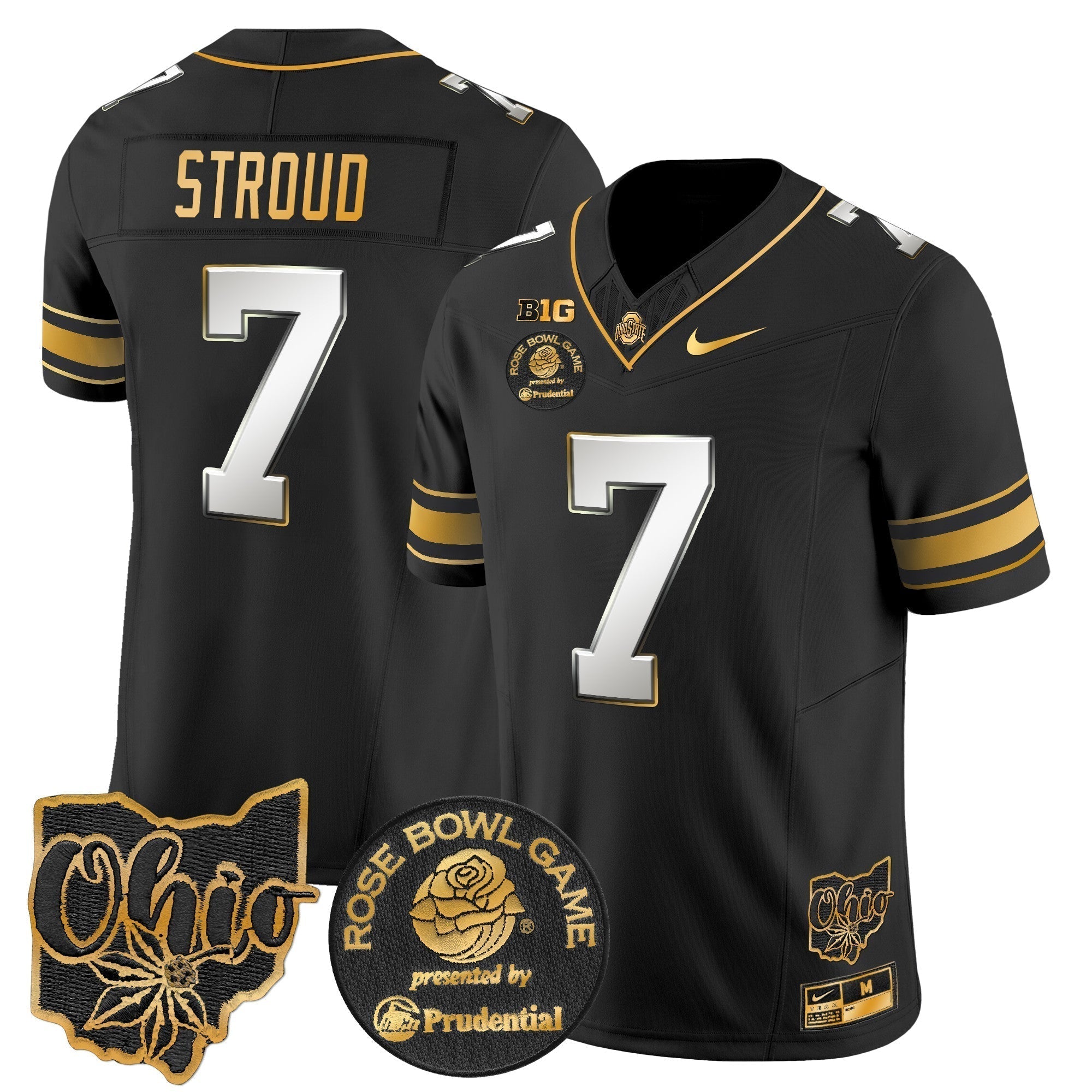 Men Ohio State Buckeyes Rose Bowl Gold Vapor Limited Jersey - All Stitched