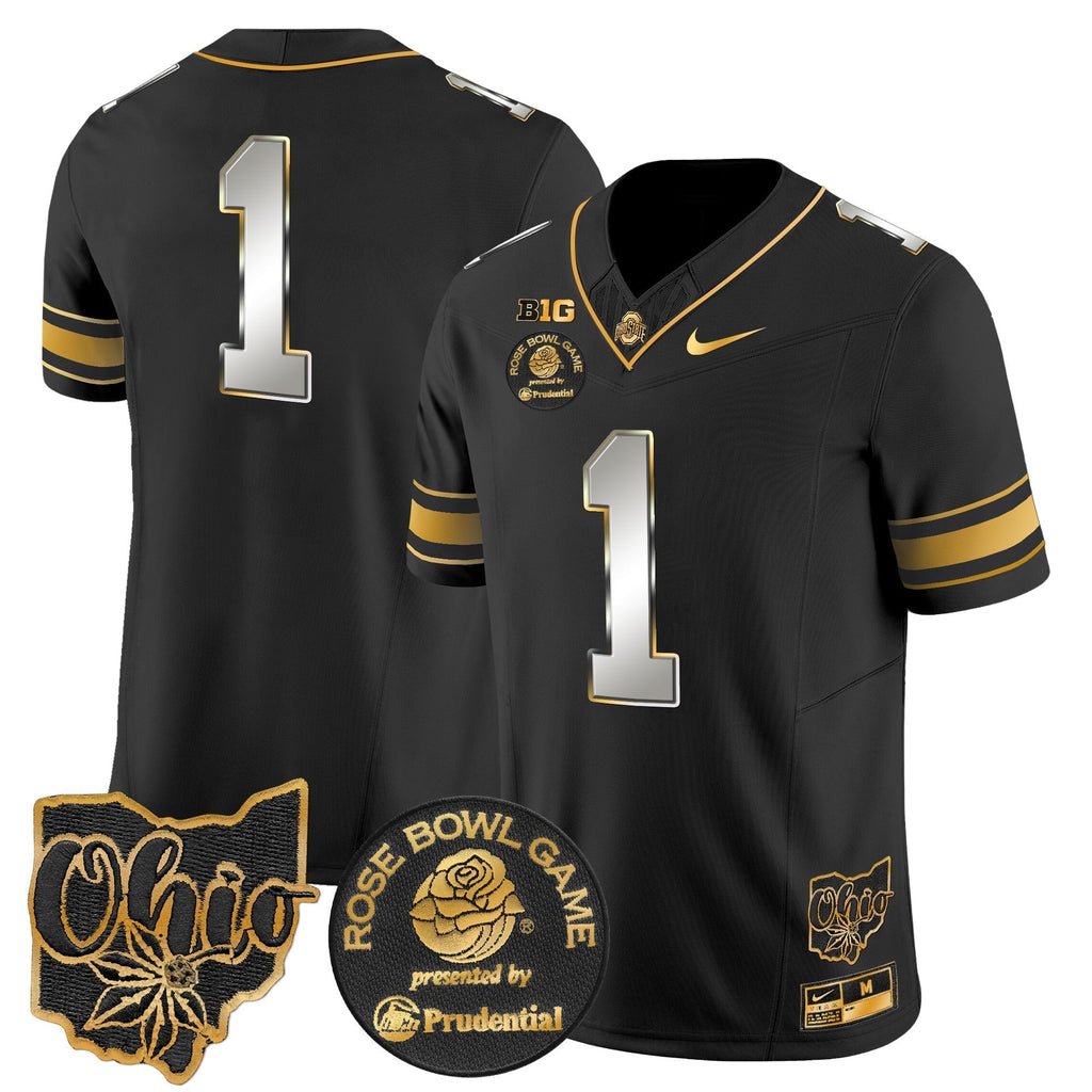 Men Ohio State Buckeyes Rose Bowl Gold Vapor Limited Jersey - All Stitched