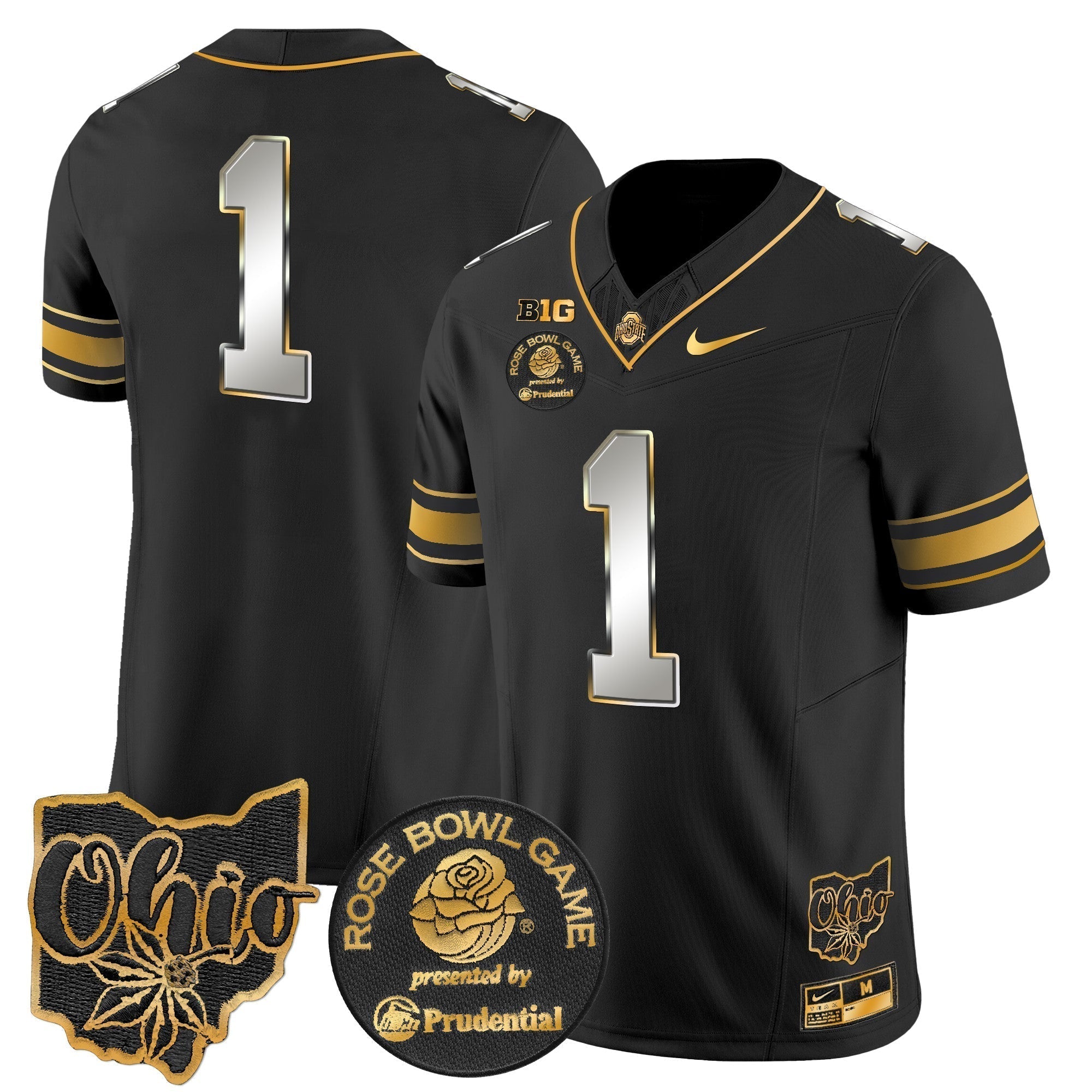 Men Ohio State Buckeyes Rose Bowl Gold Vapor Limited Jersey - All Stitched