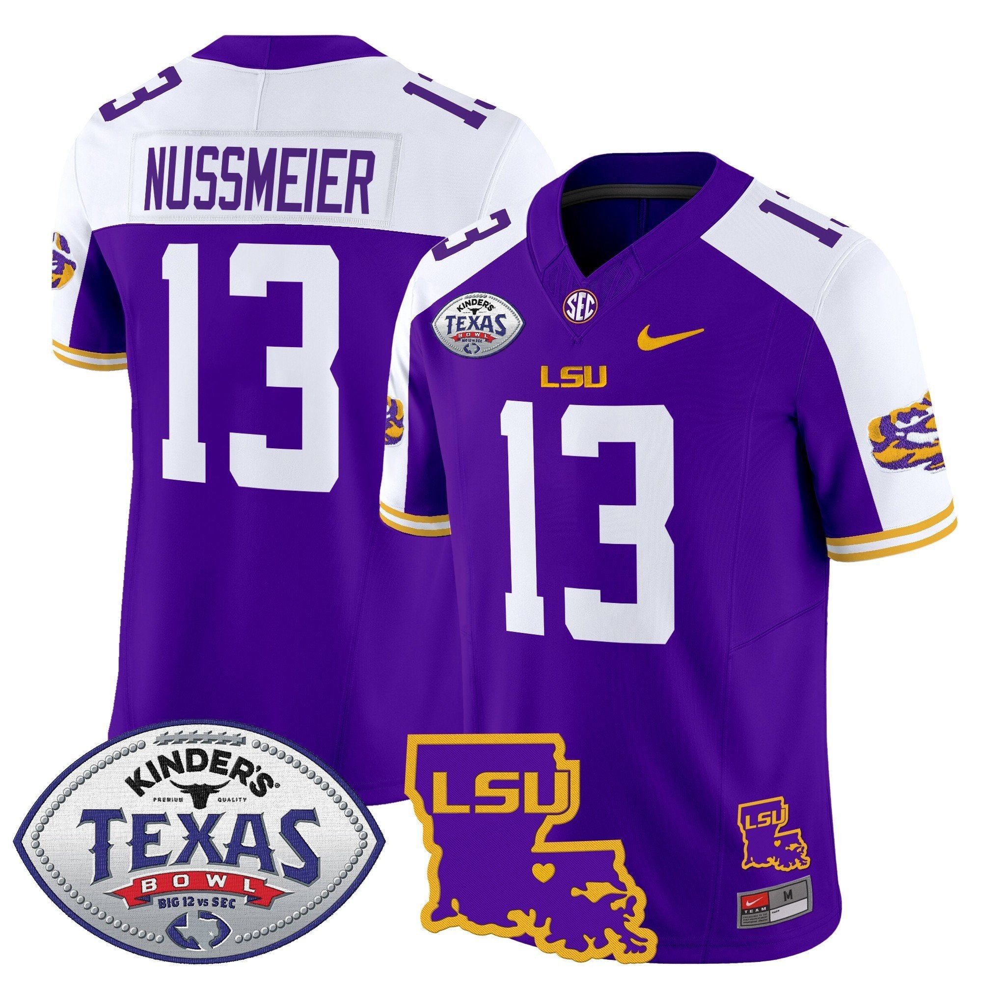 Men LSU Tigers 2024 Texas Bowl Patch Vapor Limited Jersey - All Stitched