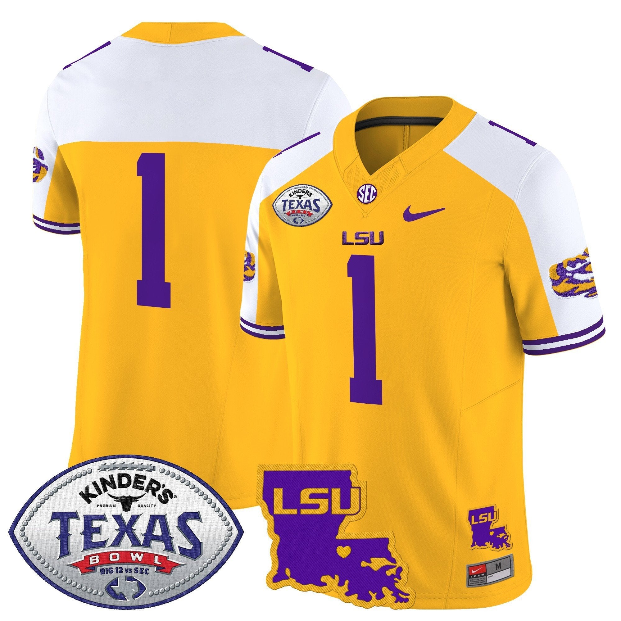 Men LSU Tigers 2024 Texas Bowl Patch Vapor Limited Jersey - All Stitched