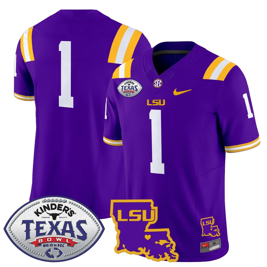 Men LSU Tigers 2024 Texas Bowl Patch Vapor Limited Jersey - All Stitched
