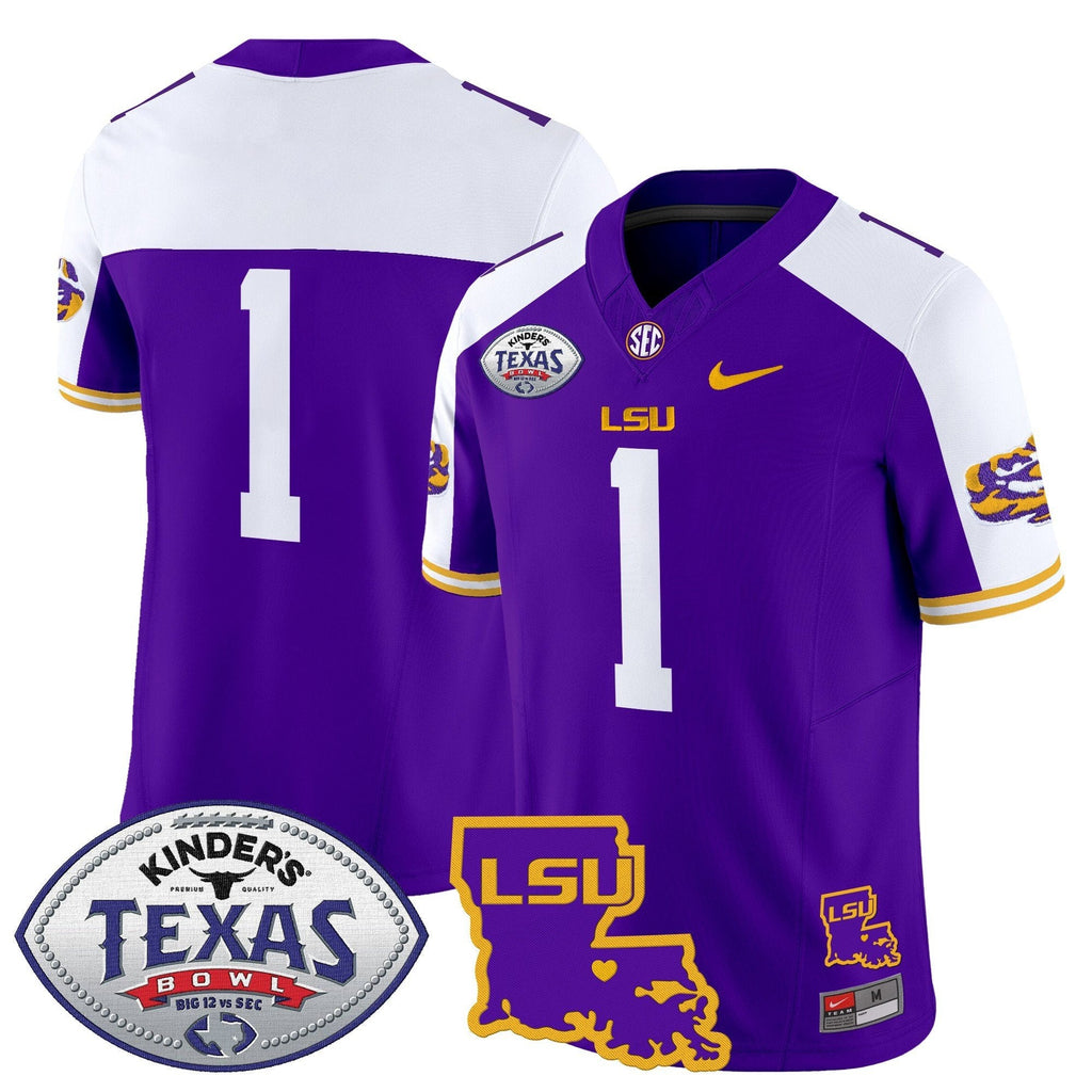 Men LSU Tigers 2024 Texas Bowl Patch Vapor Limited Jersey - All Stitched