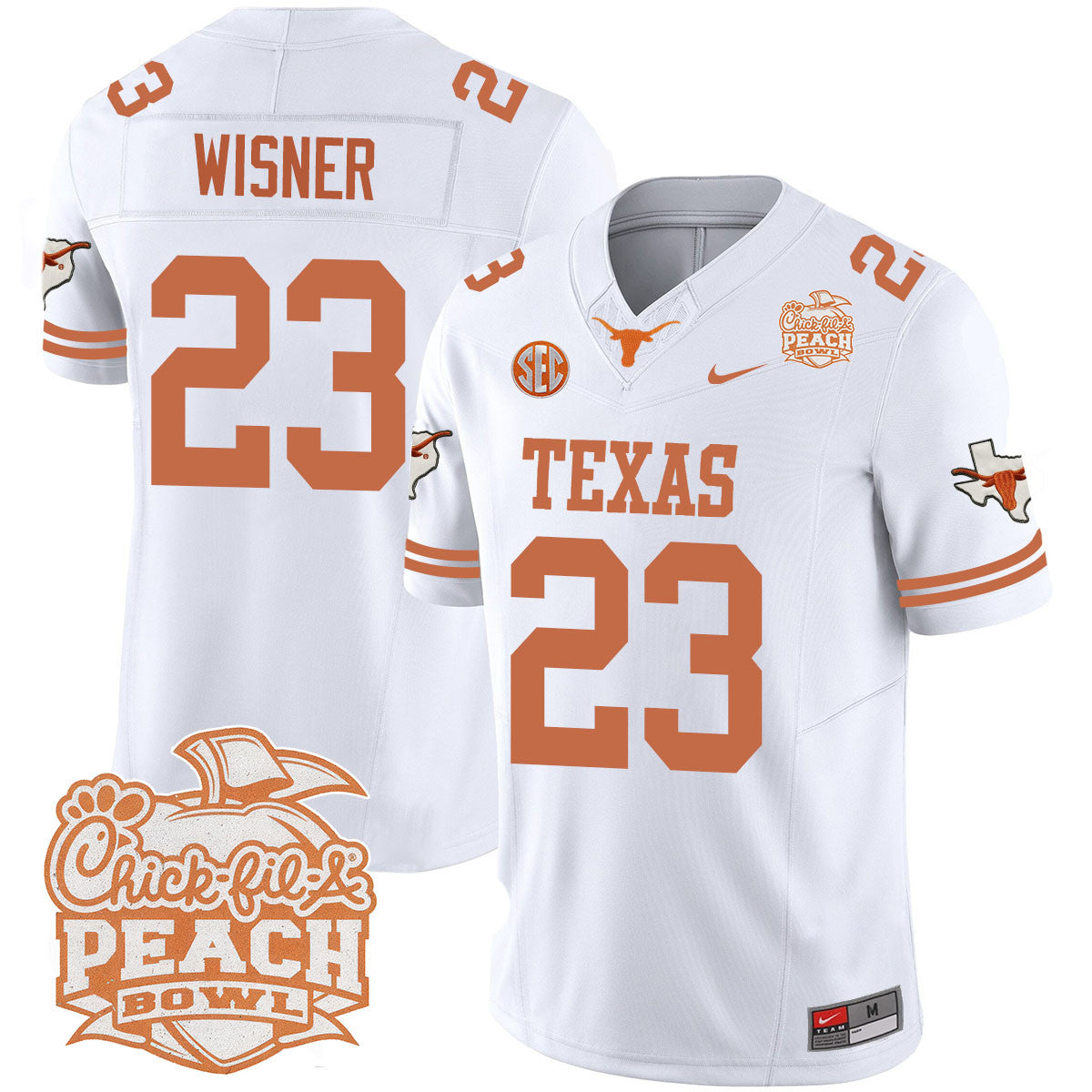 Men Texas Longhorns 2024 Peach Bowl Jersey - All Stitched