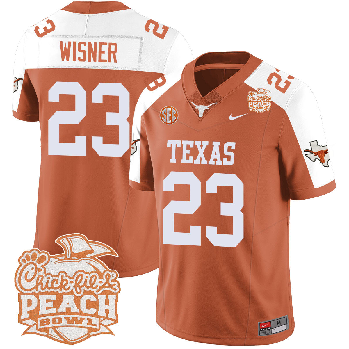 Men Texas Longhorns 2024 Peach Bowl Jersey - All Stitched