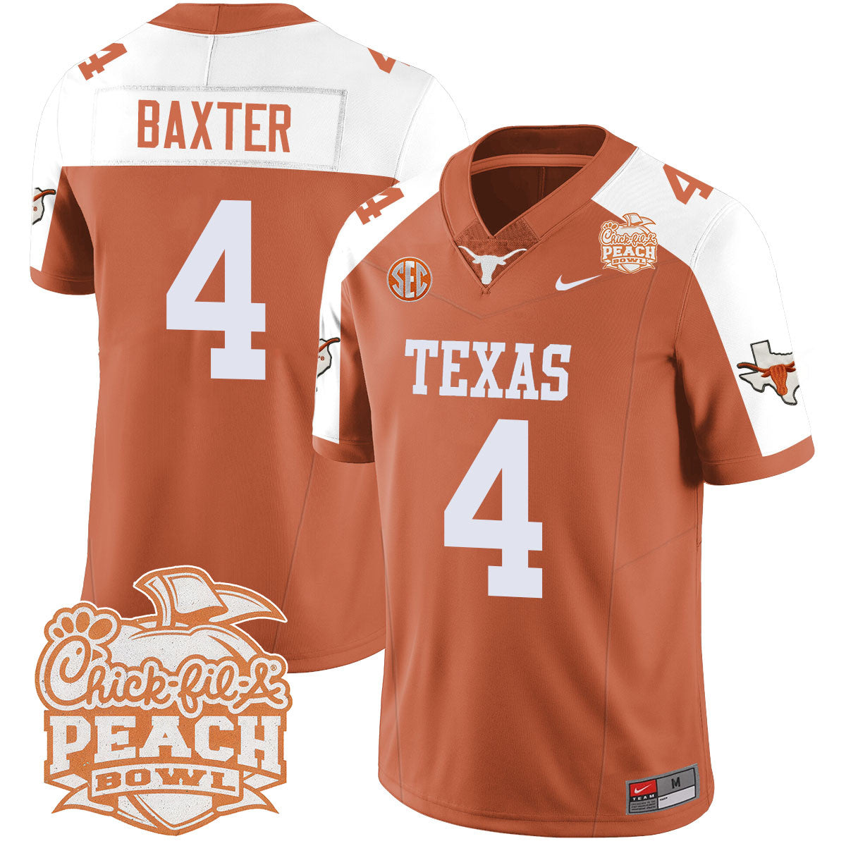 Men Texas Longhorns 2024 Peach Bowl Jersey - All Stitched