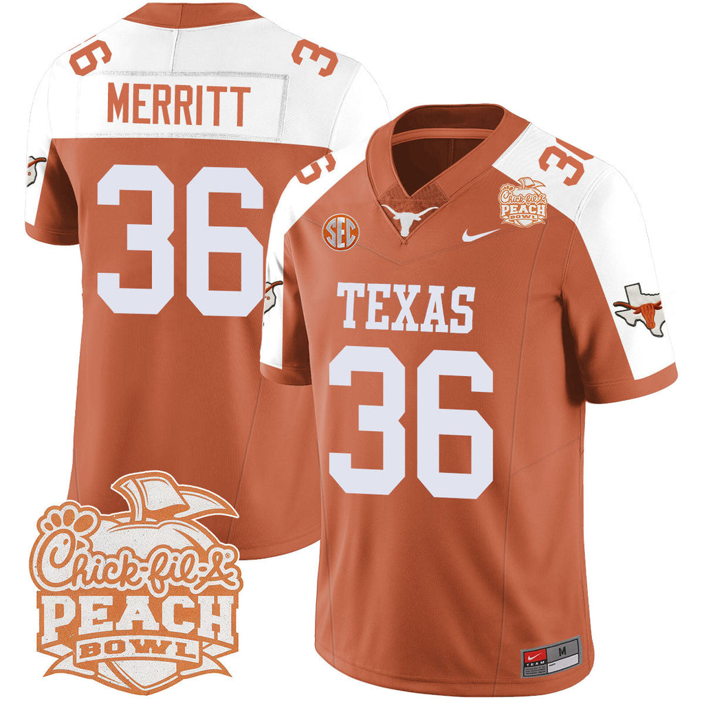Men Texas Longhorns 2024 Peach Bowl Jersey - All Stitched