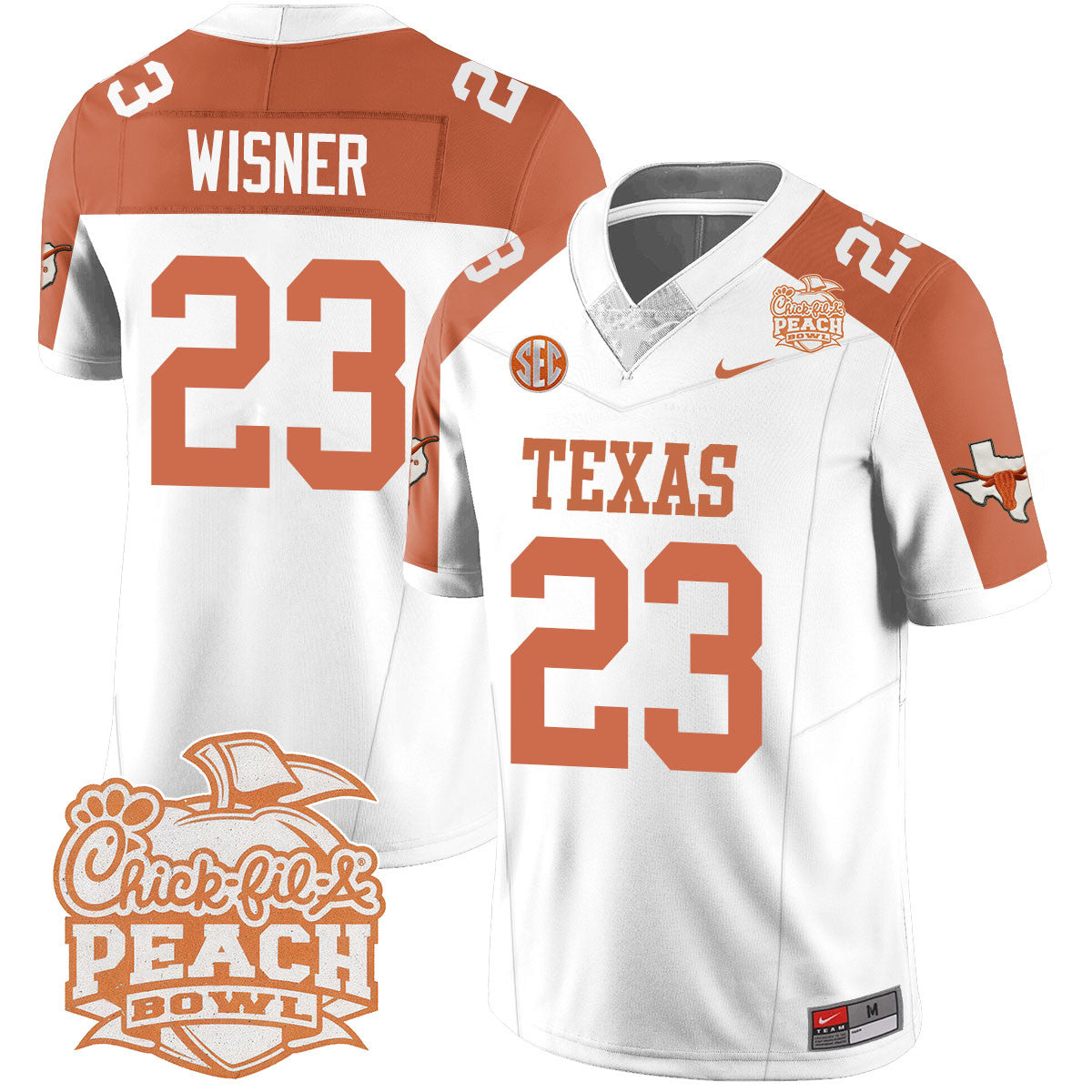 Men Texas Longhorns 2024 Peach Bowl Jersey - All Stitched