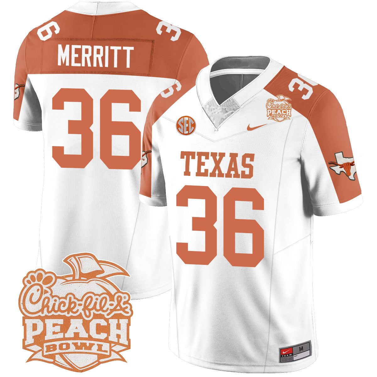 Men Texas Longhorns 2024 Peach Bowl Jersey - All Stitched