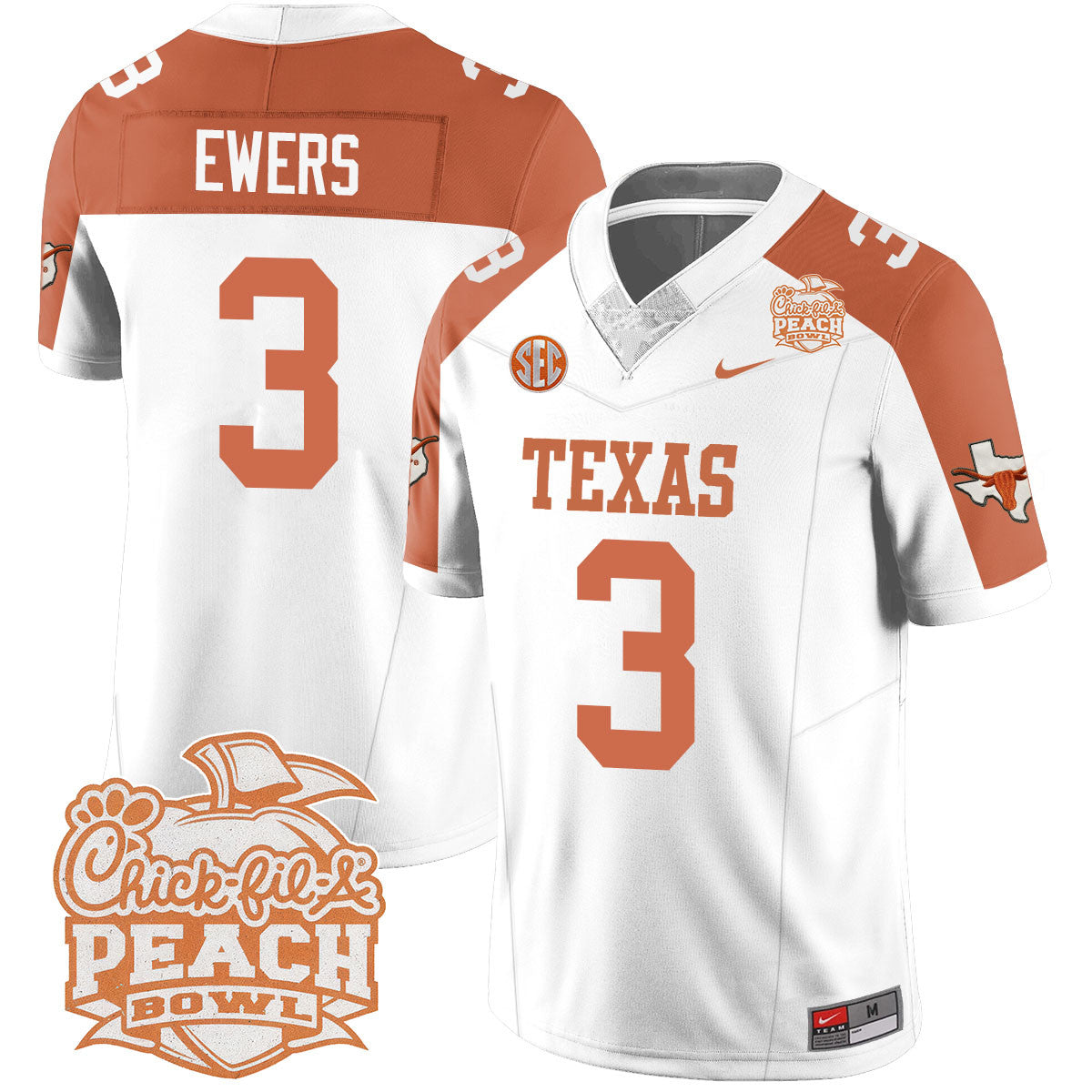 Men Texas Longhorns 2024 Peach Bowl Jersey - All Stitched