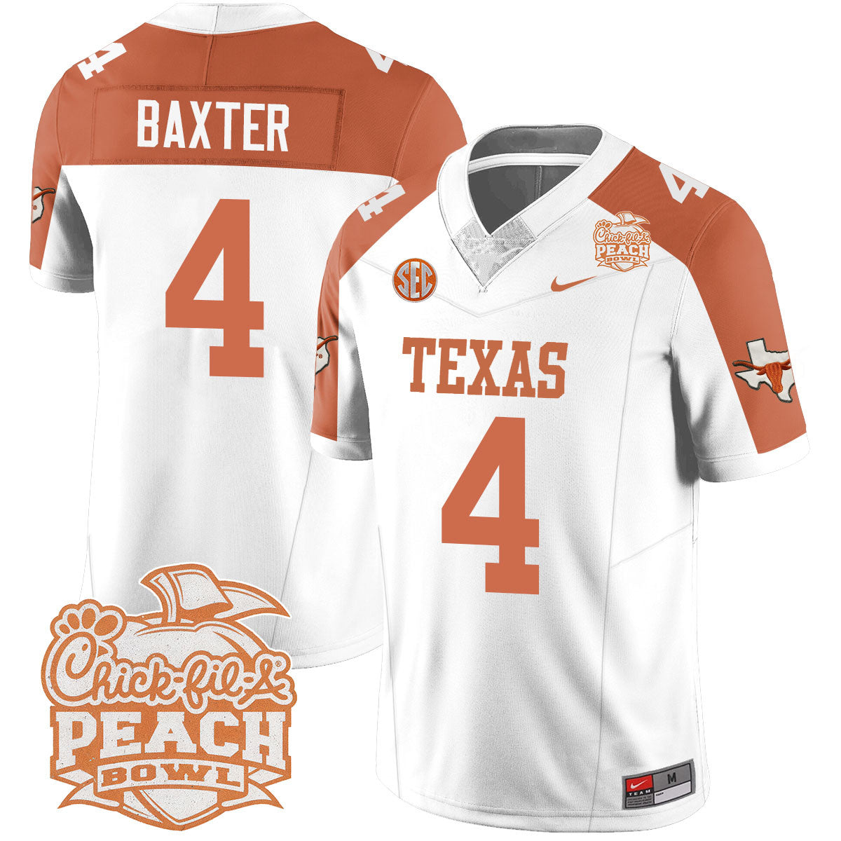 Men Texas Longhorns 2024 Peach Bowl Jersey - All Stitched