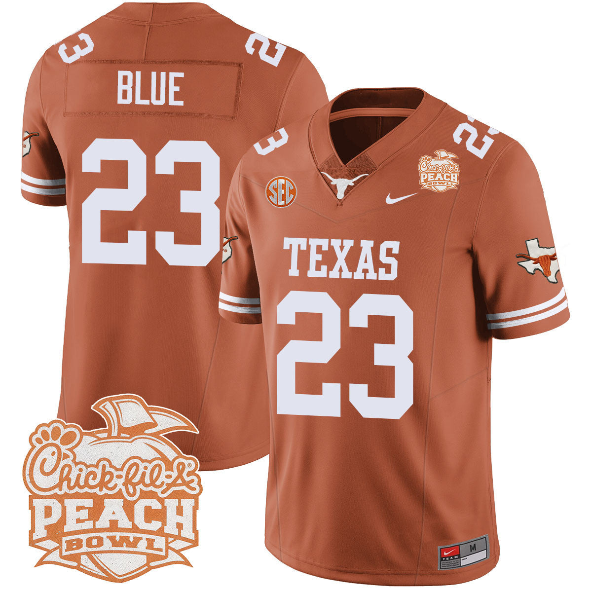Men Texas Longhorns 2024 Peach Bowl Jersey - All Stitched