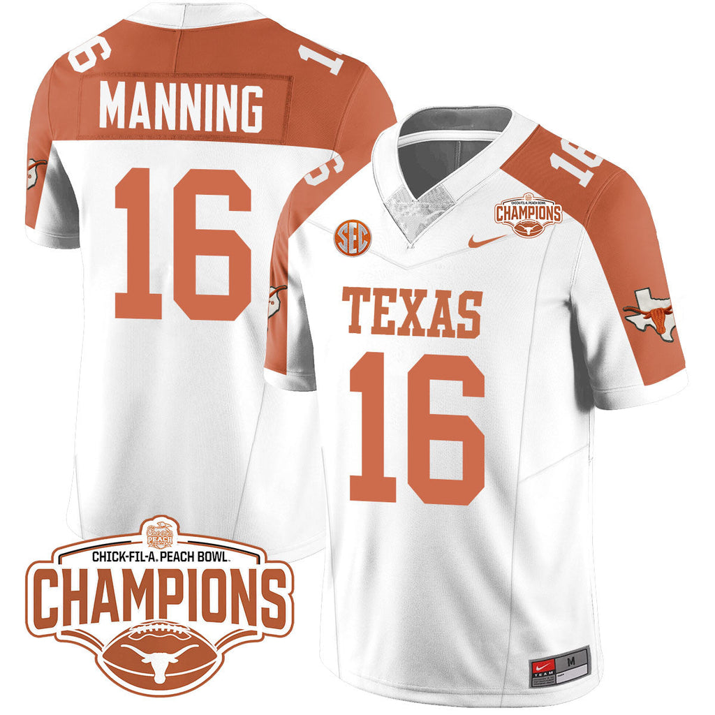 Men Texas Longhorns 2024 Peach Bowl Champions Jersey - All Stitched