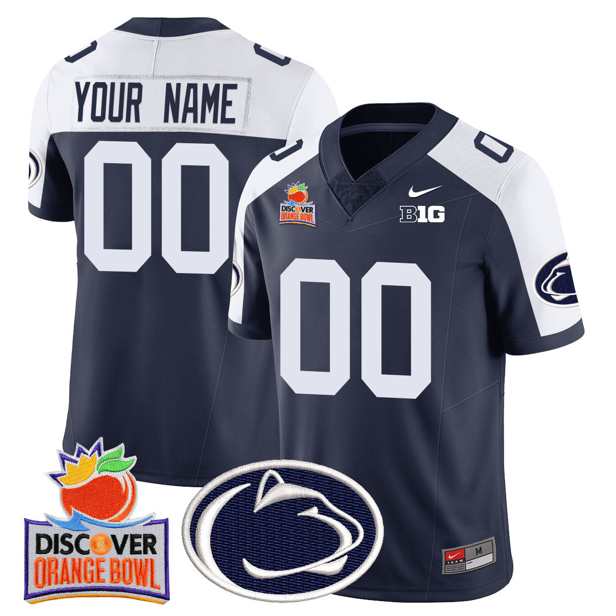 Custom Penn State Nittany Lions 2024 Orange Bowl Jersey N1 - All Stitched