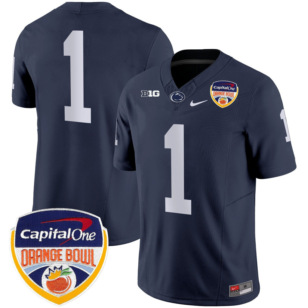 Men Penn State Nittany Lions Orange Bowl Patch Vapor Limited Jersey - All Stitched