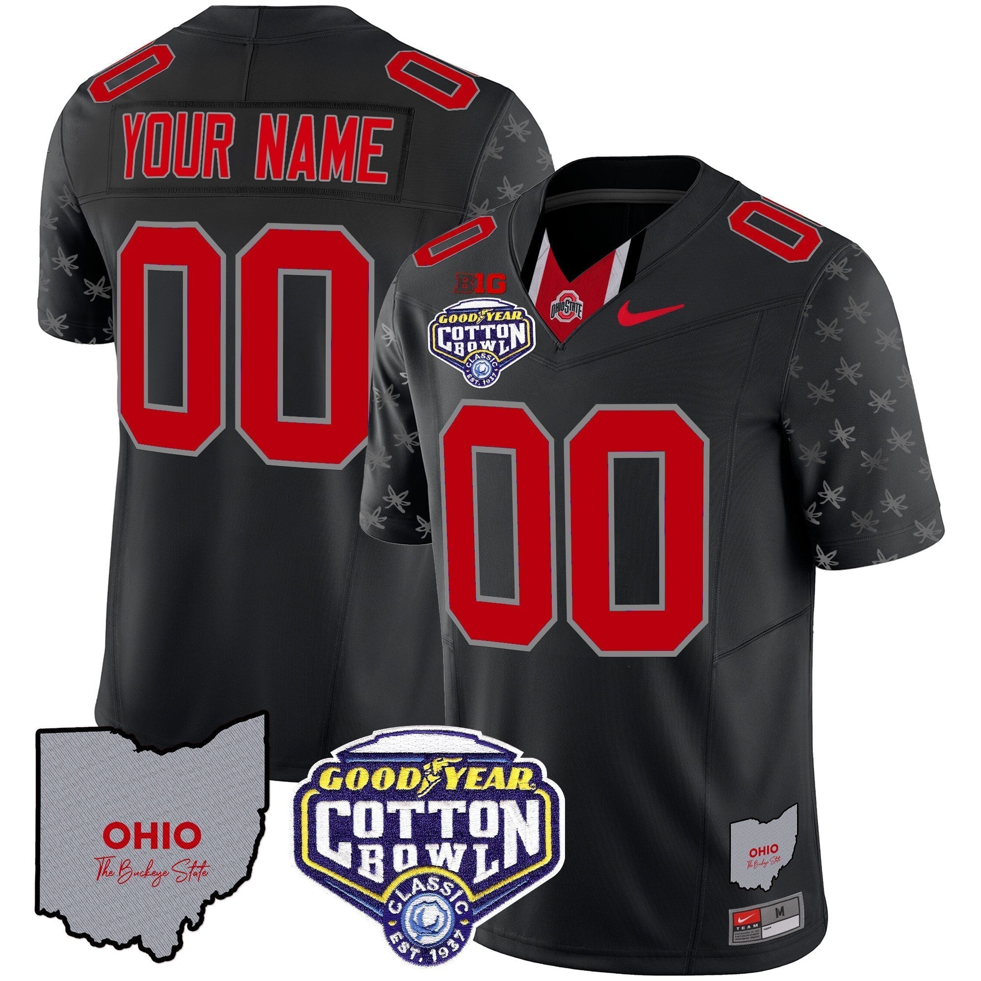 Custom Ohio State Buckeyes Cotton Bowl Patch Vapor Limited Jersey - All Stitched