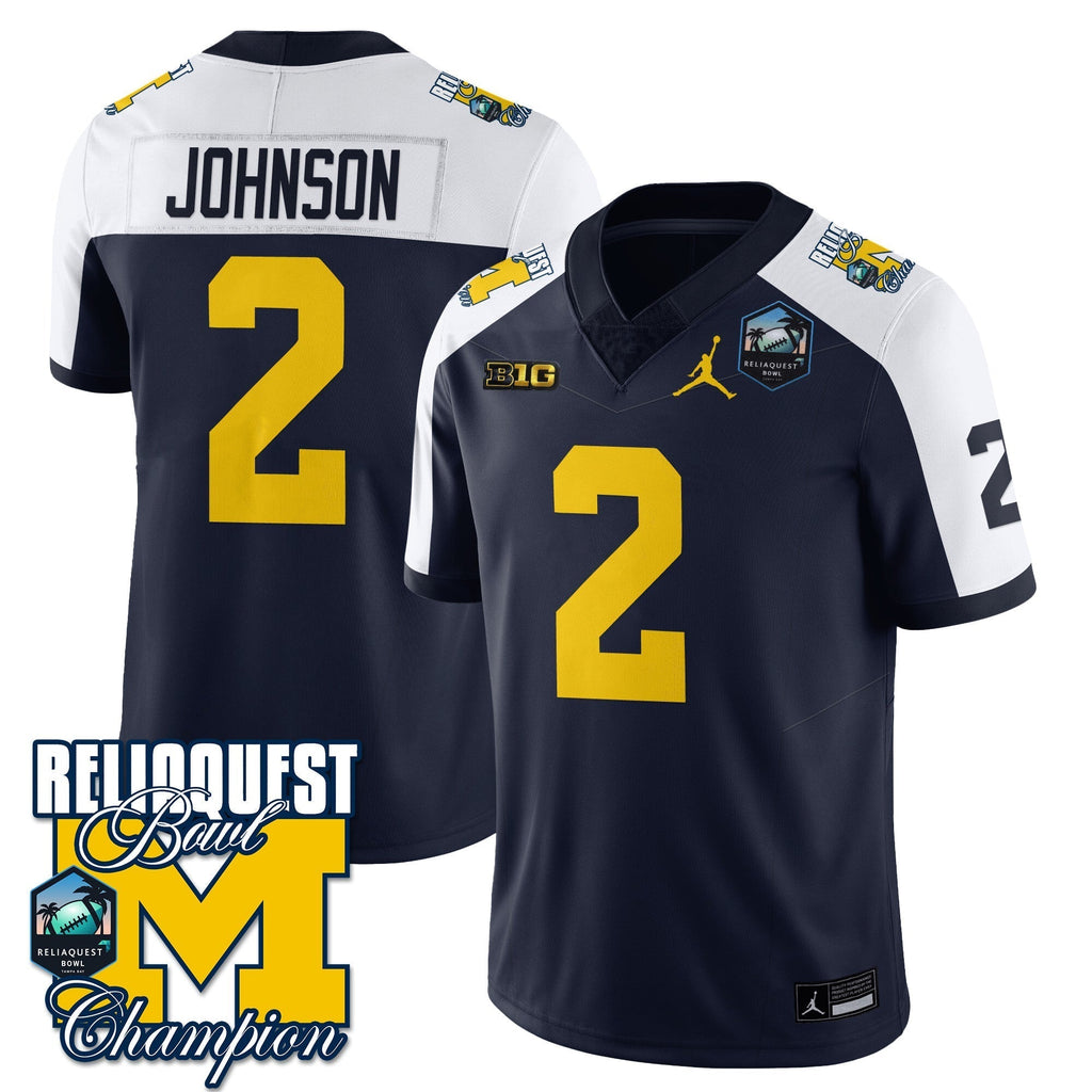 Men Michigan Wolverines 2024 ReliaQuest Bowl Champions Jersey - All Stitched