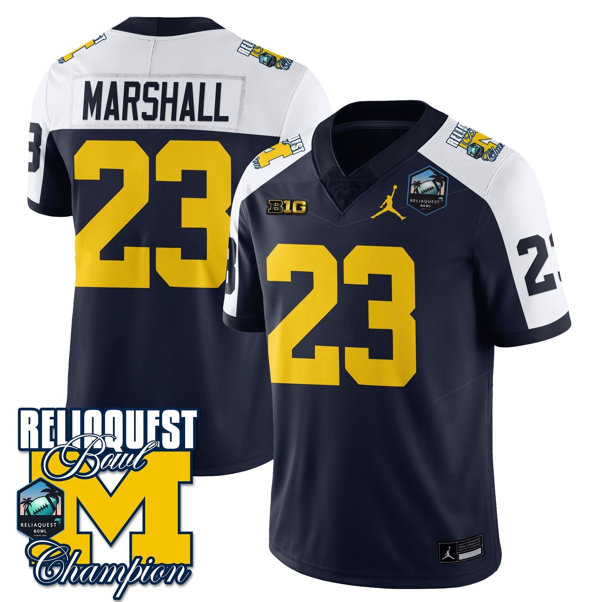 Men Michigan Wolverines 2024 ReliaQuest Bowl Champions Jersey - All Stitched