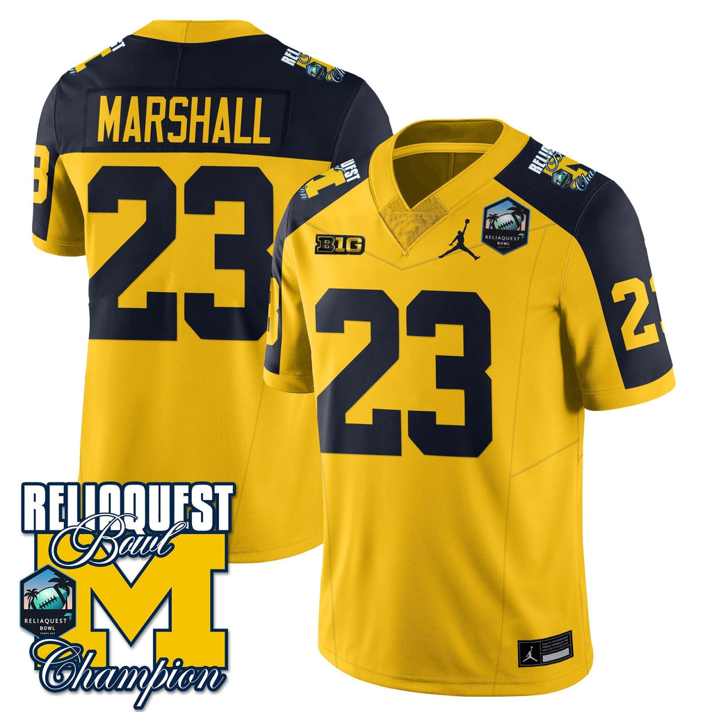 Men Michigan Wolverines 2024 ReliaQuest Bowl Champions Jersey - All Stitched
