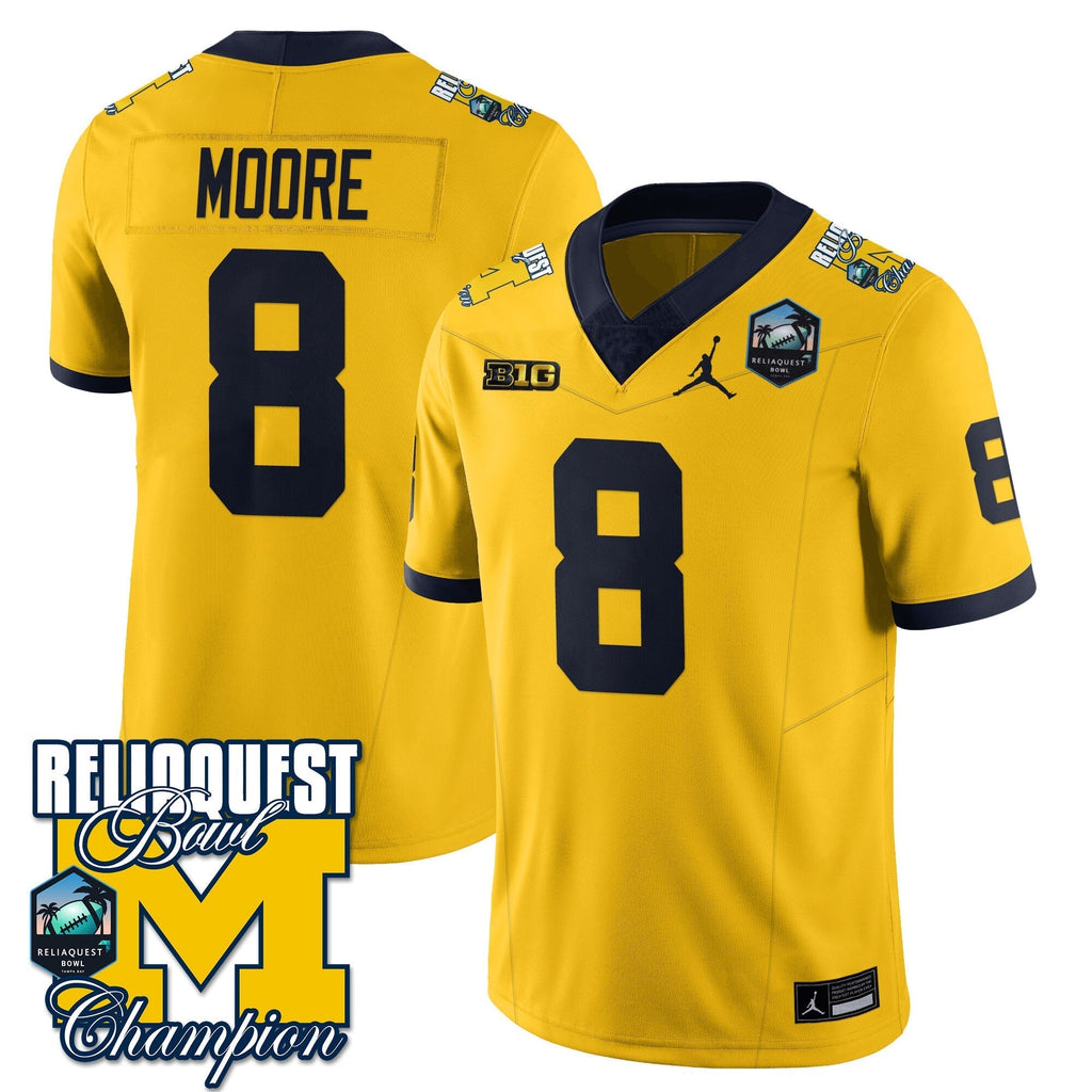 Men Michigan Wolverines 2024 ReliaQuest Bowl Champions Jersey - All Stitched