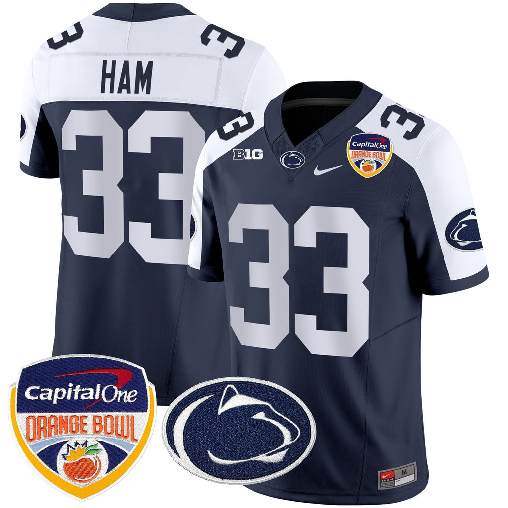 Men Penn State Nittany Lions Orange Bowl Patch Vapor Limited Jersey - All Stitched