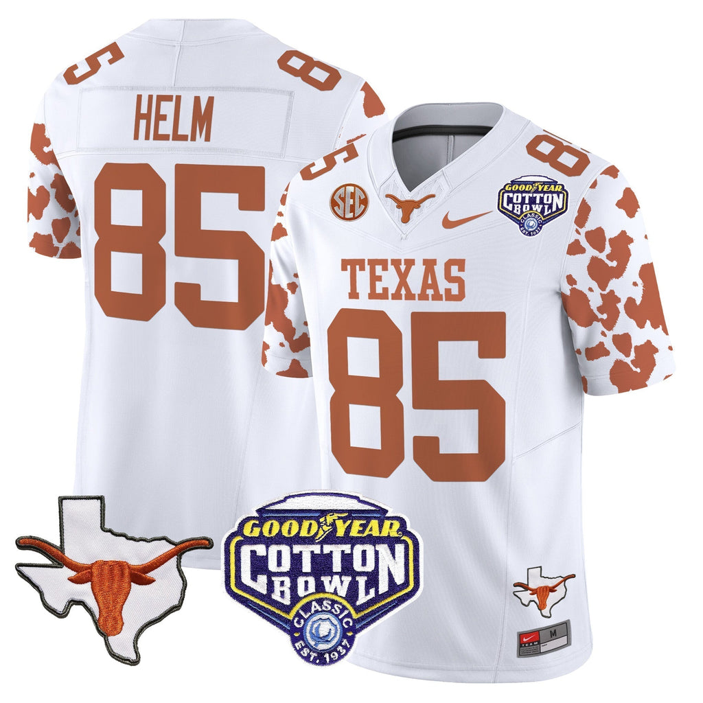 Men Texas Longhorns Cow Spots Cotton Bowl Patch Vapor Limited Jersey - All Stitched