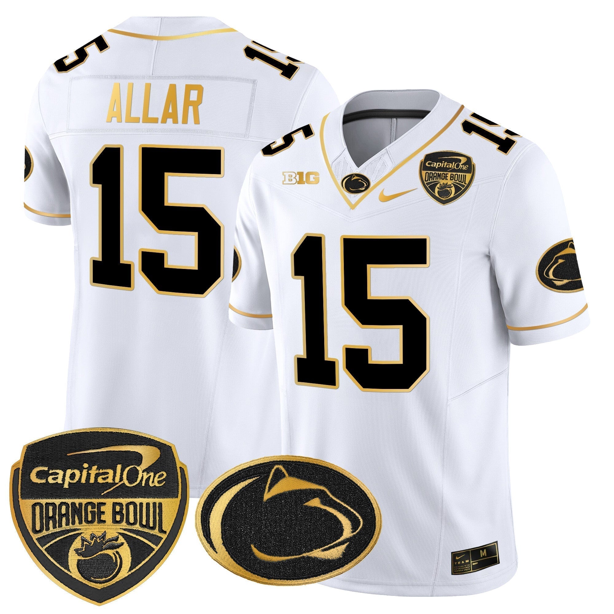 Men Penn State Nittany Lions Orange Bowl Patch Gold Vapor Limited Jersey - All Stitched