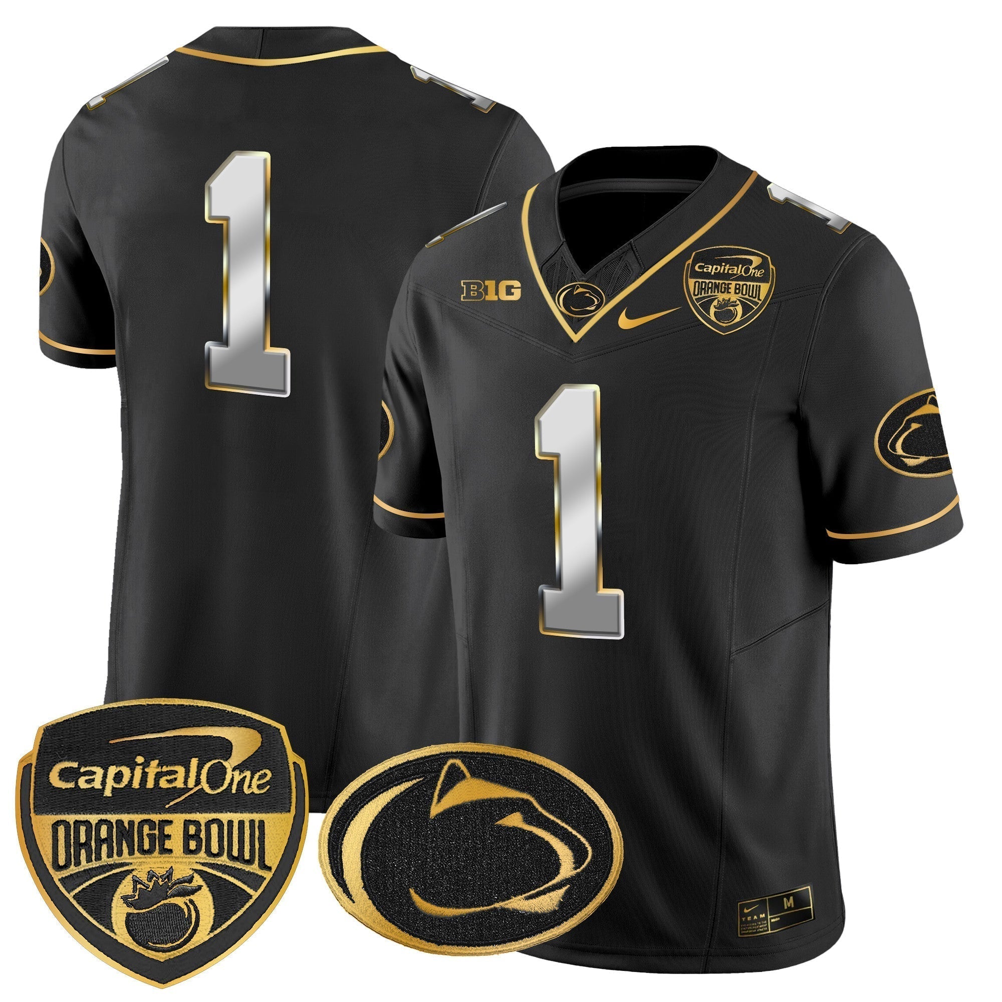 Men Penn State Nittany Lions Orange Bowl Patch Gold Vapor Limited Jersey - All Stitched