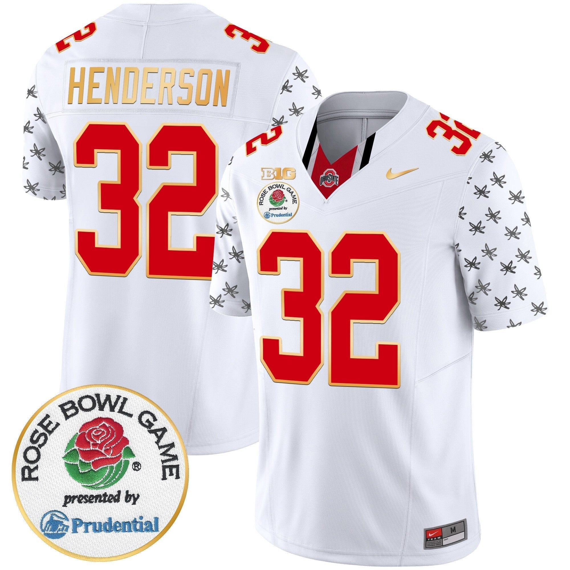 Men Ohio State Buckeyes Rose Bowl Gold Trim Vapor Limited Jersey - All Stitched