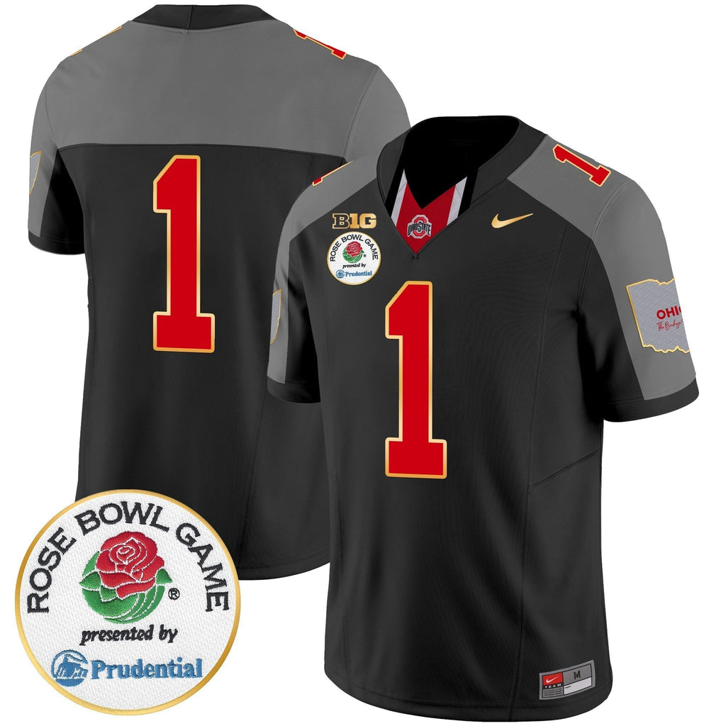 Men Ohio State Buckeyes Rose Bowl Gold Trim Vapor Limited Jersey - All Stitched