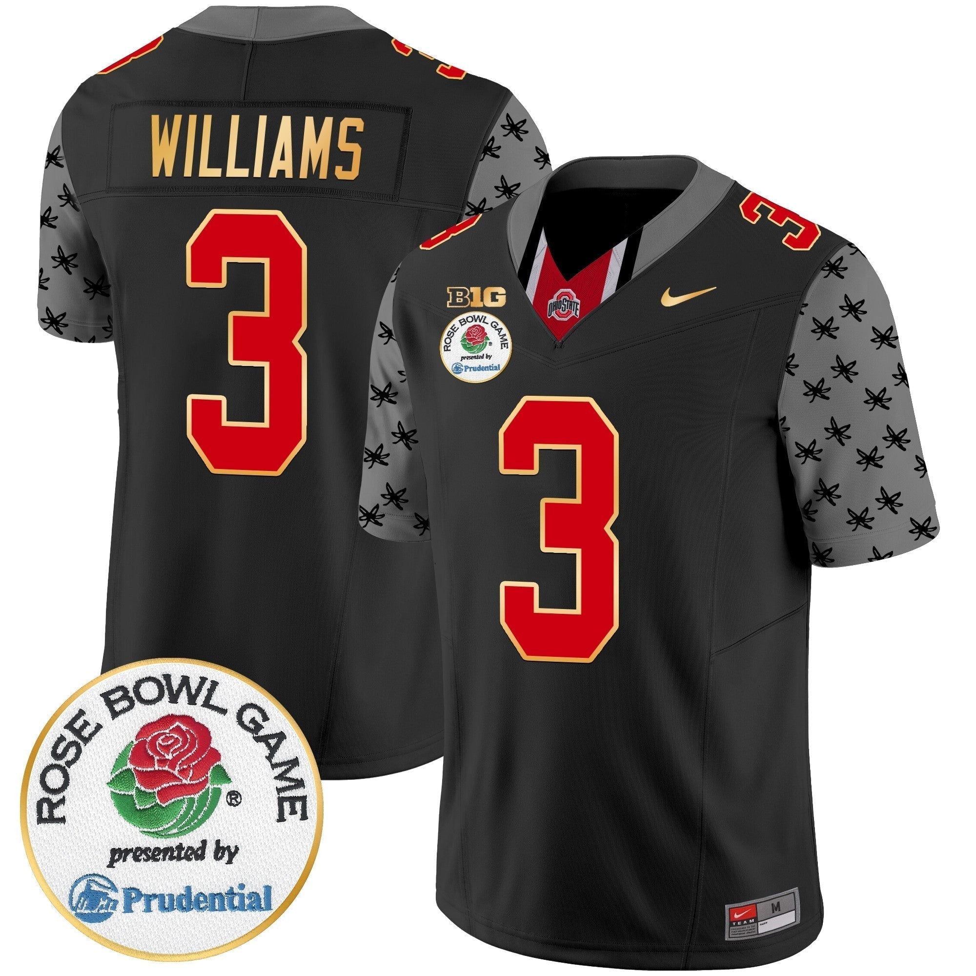 Men Ohio State Buckeyes Rose Bowl Gold Trim Vapor Limited Jersey - All Stitched