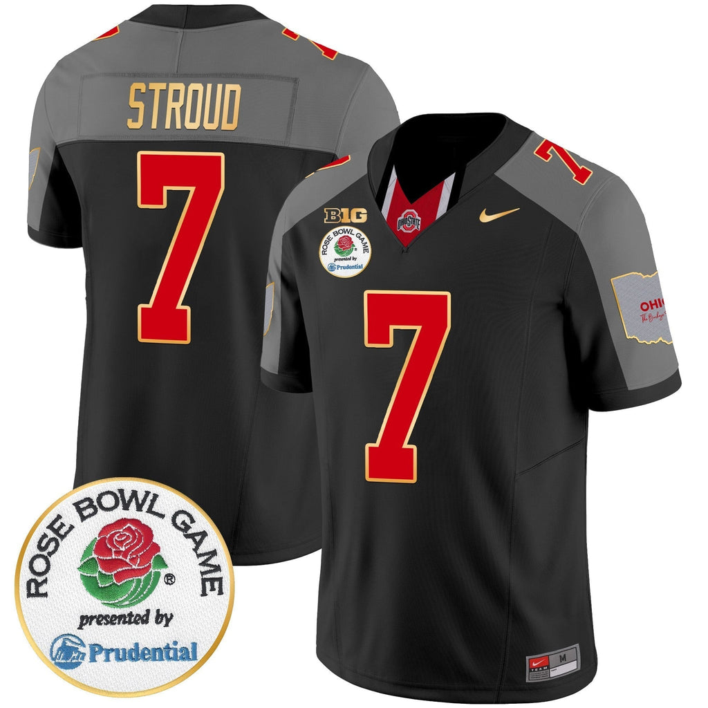 Men Ohio State Buckeyes Rose Bowl Gold Trim Vapor Limited Jersey - All Stitched