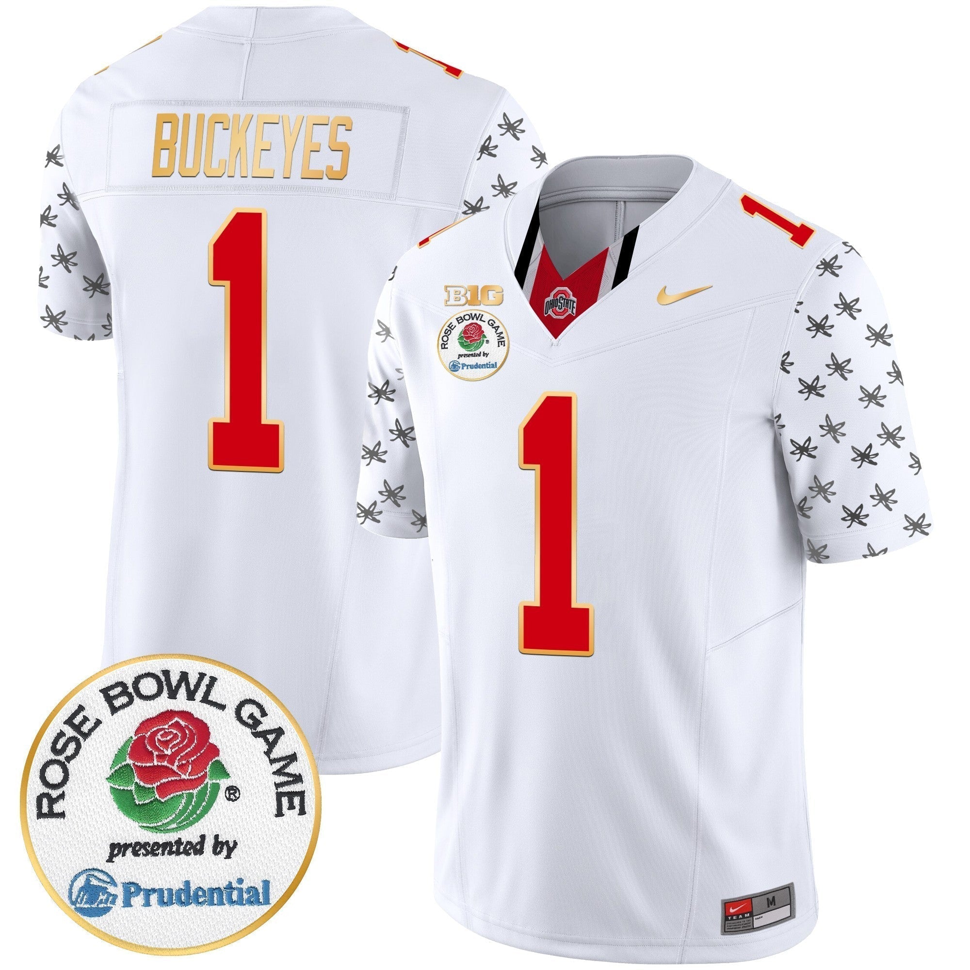 Men Ohio State Buckeyes Rose Bowl Gold Trim Vapor Limited Jersey - All Stitched