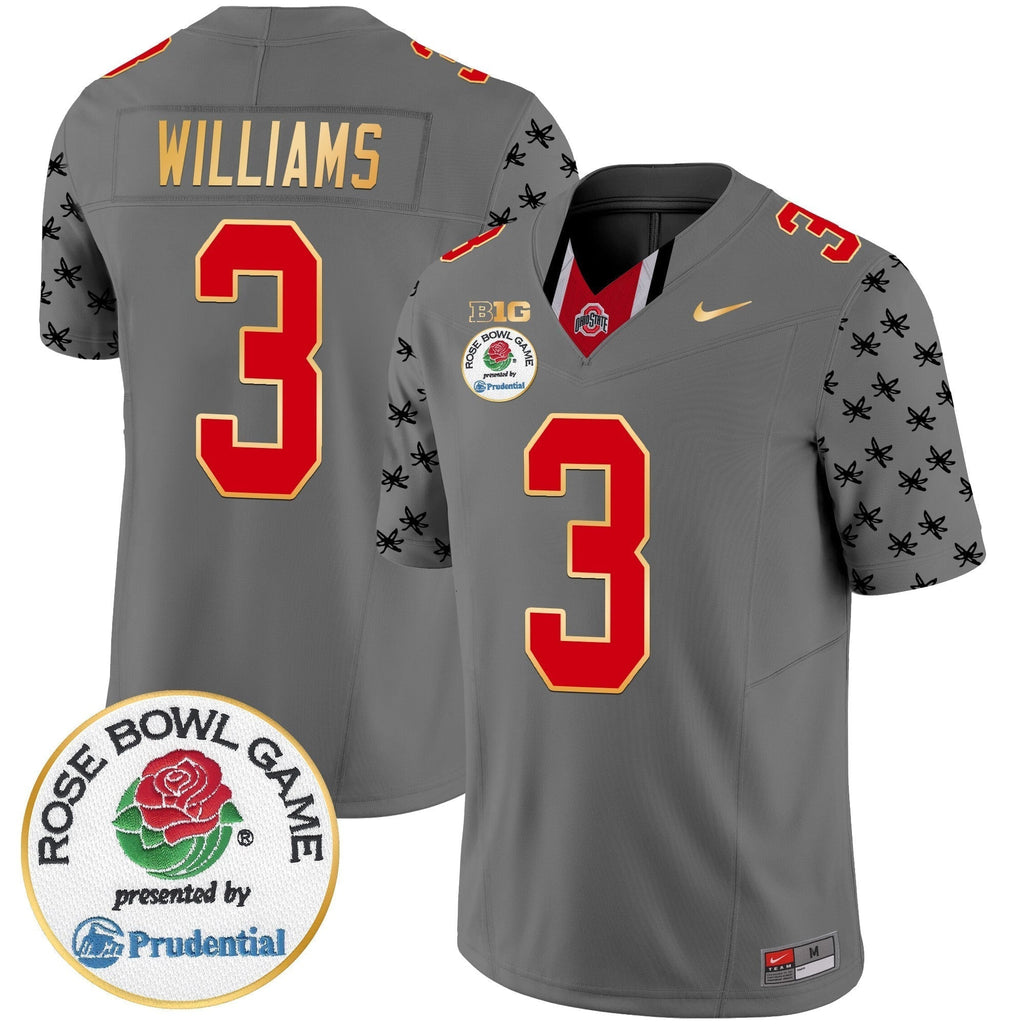 Men Ohio State Buckeyes Rose Bowl Gold Trim Vapor Limited Jersey - All Stitched
