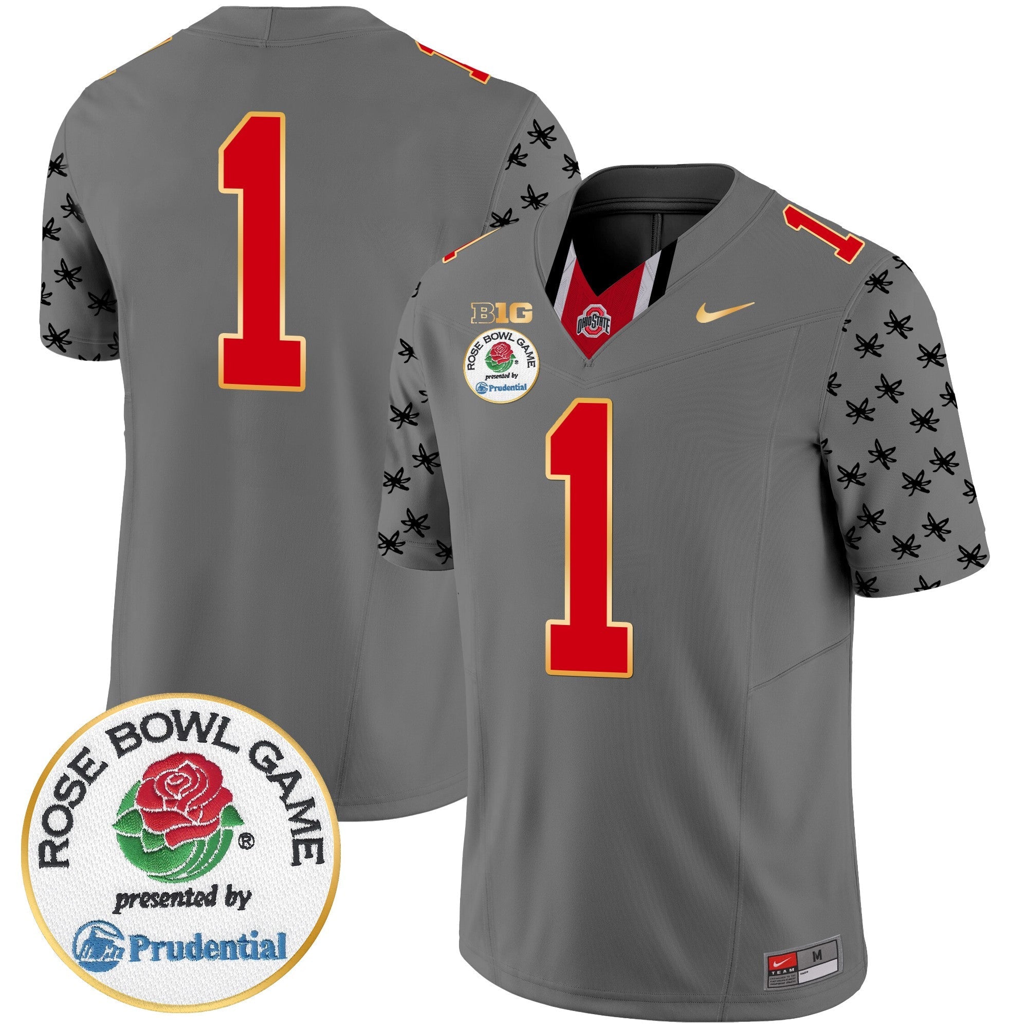 Men Ohio State Buckeyes Rose Bowl Gold Trim Vapor Limited Jersey - All Stitched