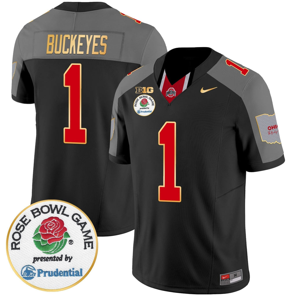 Men Ohio State Buckeyes Rose Bowl Gold Trim Vapor Limited Jersey - All Stitched