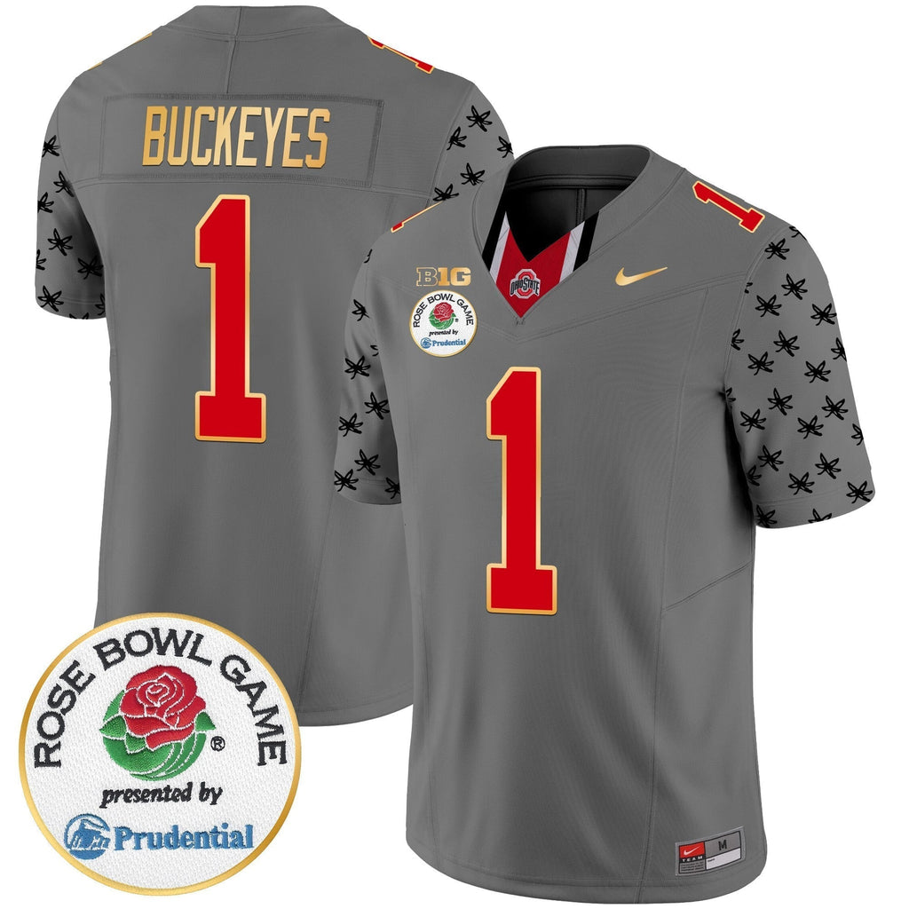 Men Ohio State Buckeyes Rose Bowl Gold Trim Vapor Limited Jersey - All Stitched