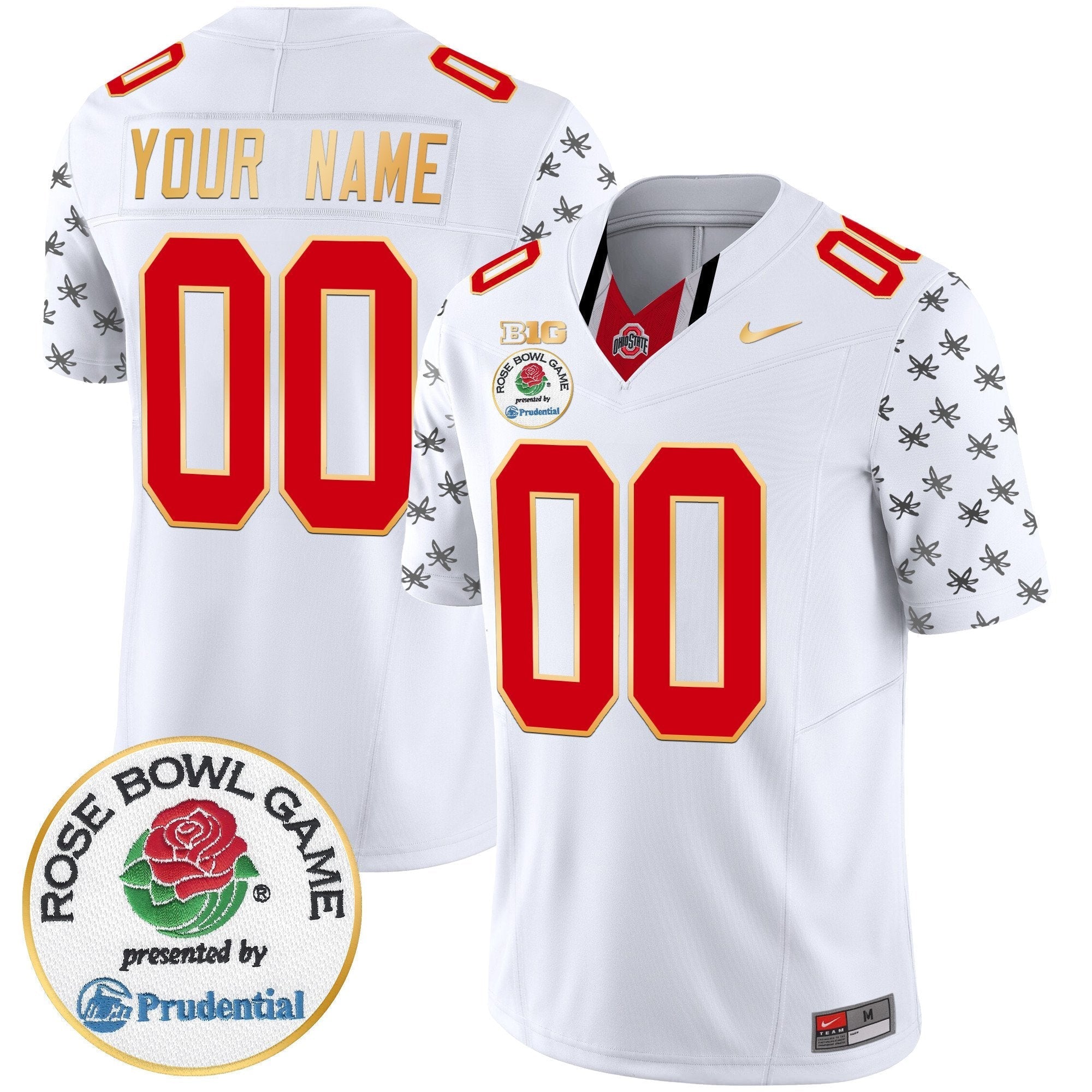 Custom Ohio State Buckeyes Rose Bowl Gold Trim Vapor Limited Jersey - All Stitched