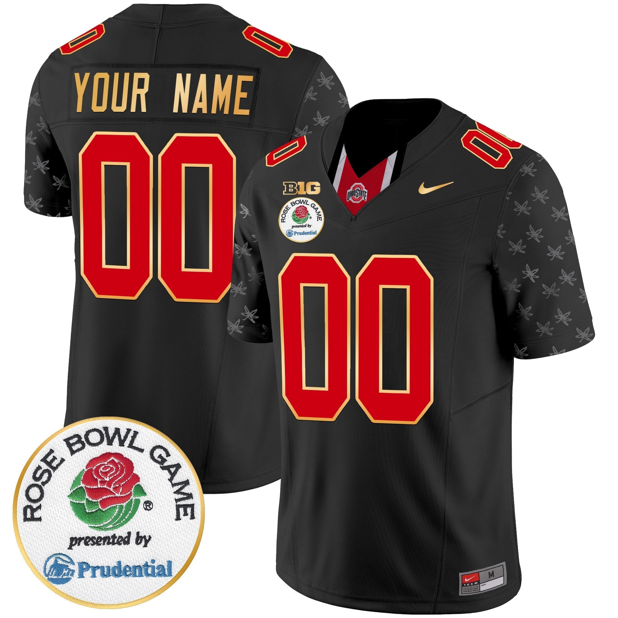 Custom Ohio State Buckeyes Rose Bowl Gold Trim Vapor Limited Jersey - All Stitched