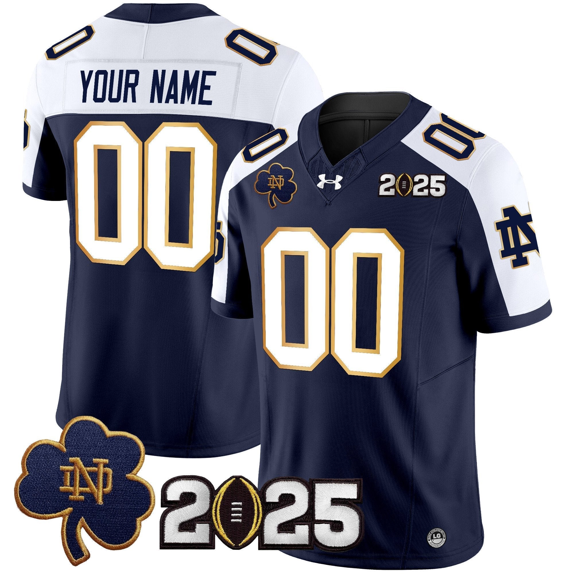 Custom Notre Dame Fighting Irish 2025 CFP Final Patch Vapor Limited Jersey - All Stitched