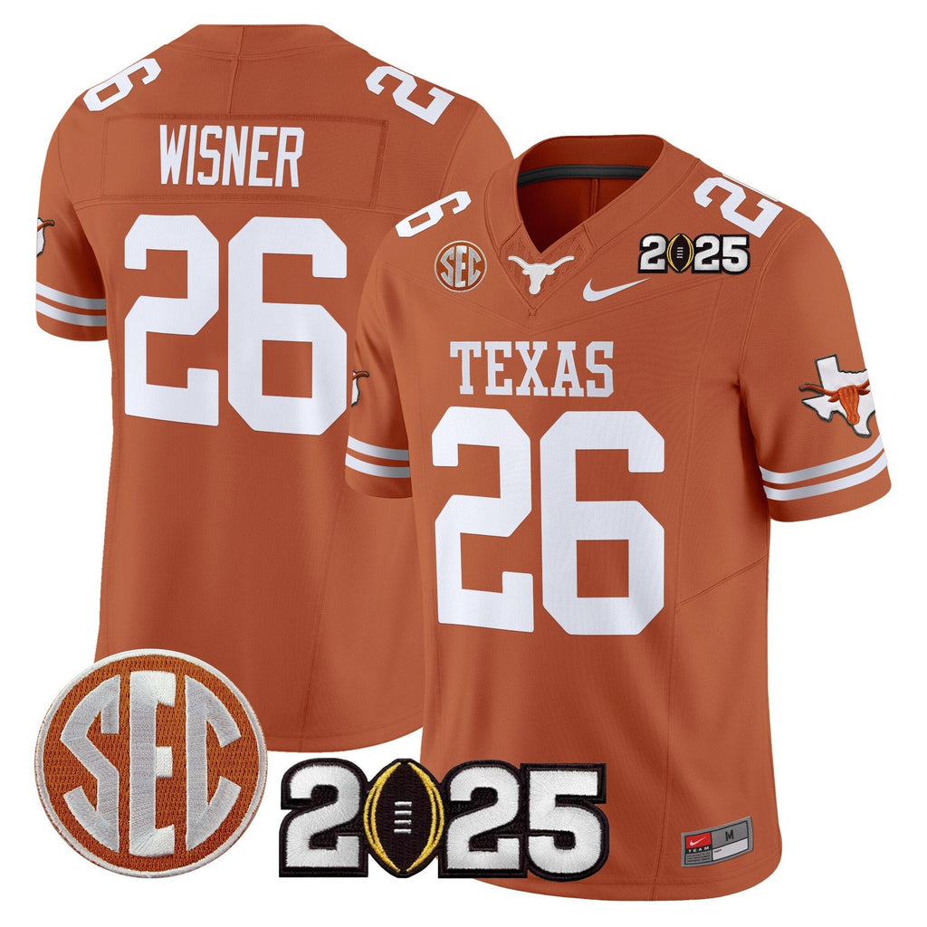 Men Texas Longhorns 2025 CFP Final Patch Vapor Limited Jersey - All Stitched