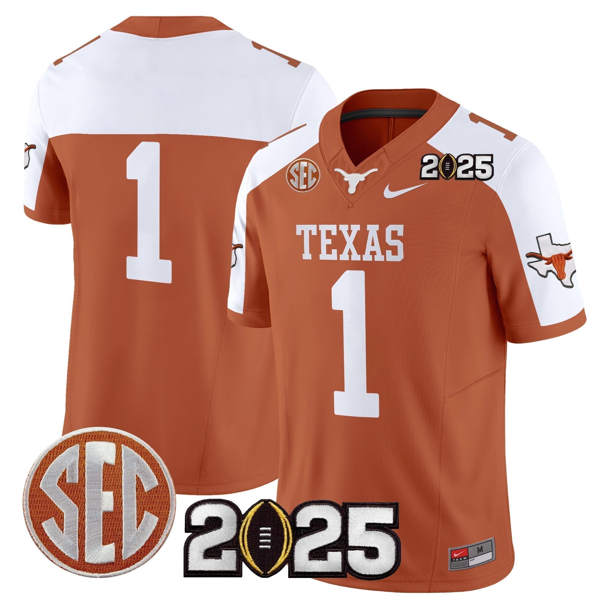 Men Texas Longhorns 2025 CFP Final Patch Vapor Limited Jersey - All Stitched