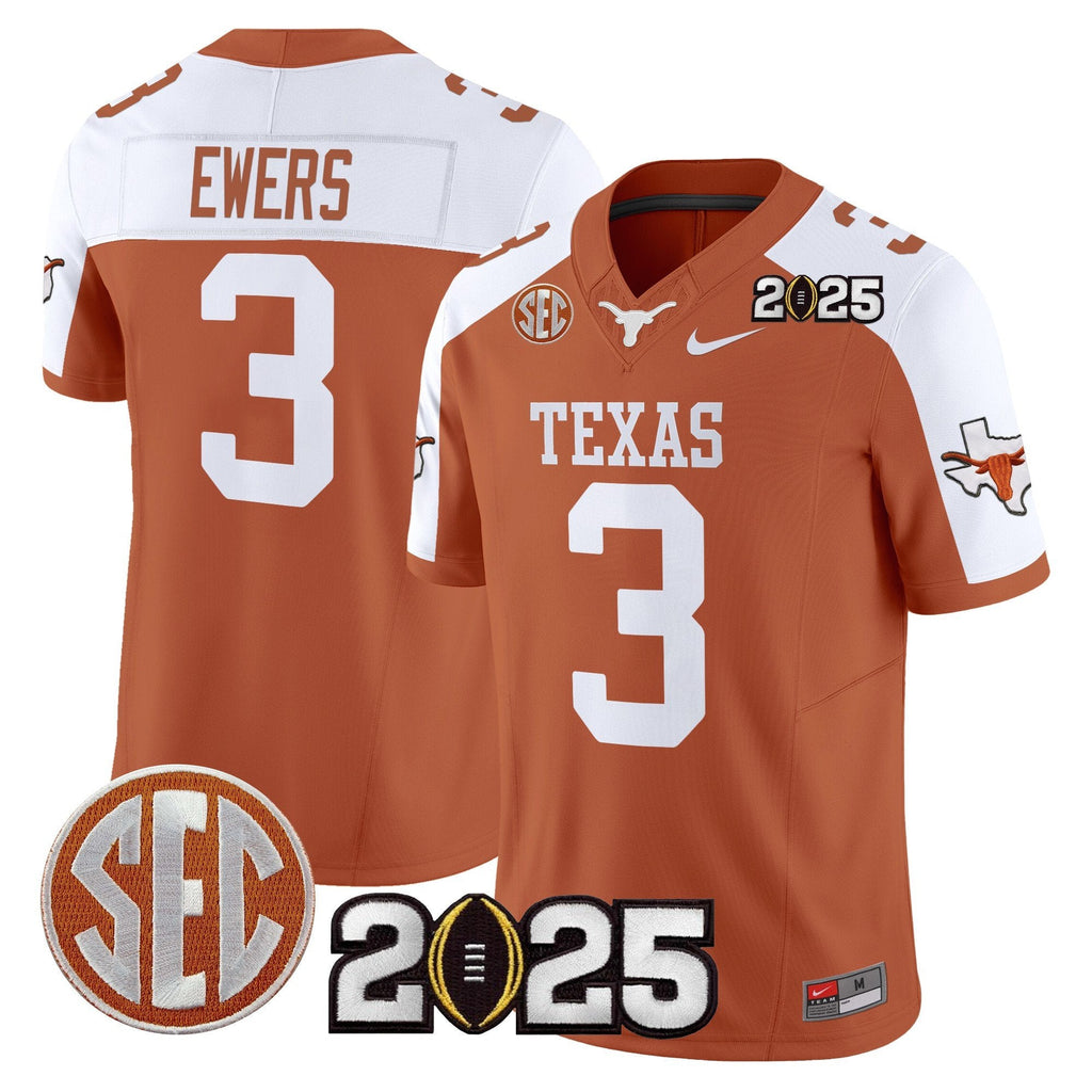 Men Texas Longhorns 2025 CFP Final Patch Vapor Limited Jersey - All Stitched
