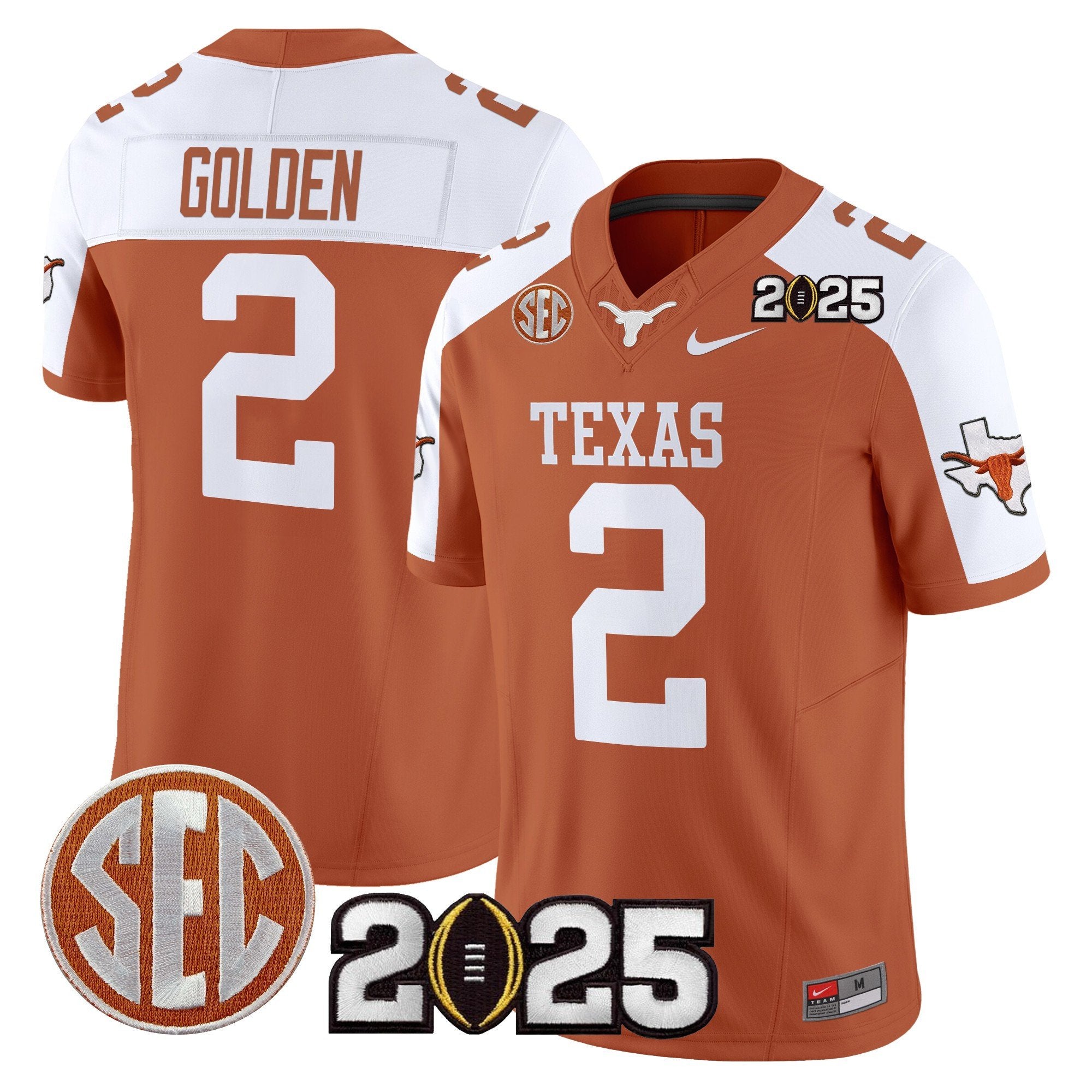 Men Texas Longhorns 2025 CFP Final Patch Vapor Limited Jersey - All Stitched